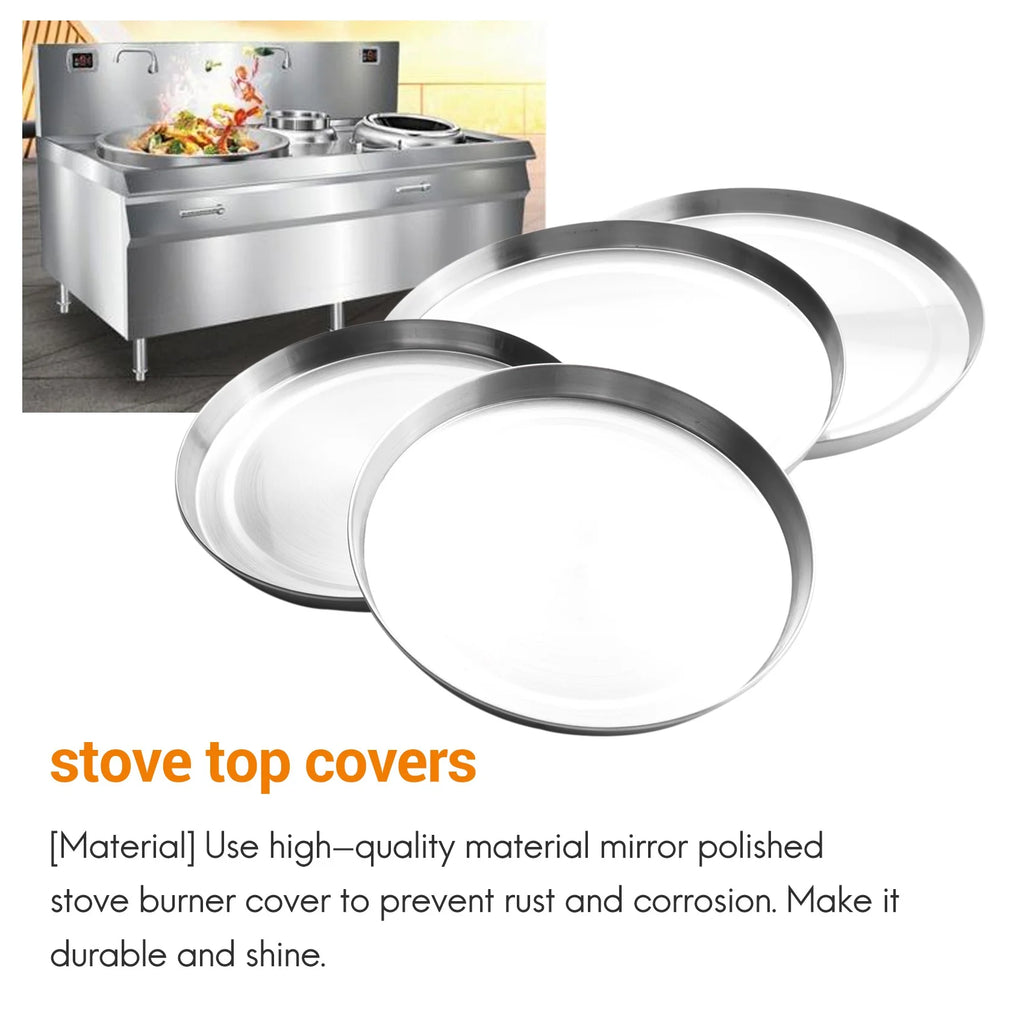 4Pcs Stainless Steel Hob Covers Stove Plate Top Cooker Protector Kit Set Utensils 17/21CM Kitchen Accessories – Durable Stainless Steel Construction with Functional, Easy-Use Details