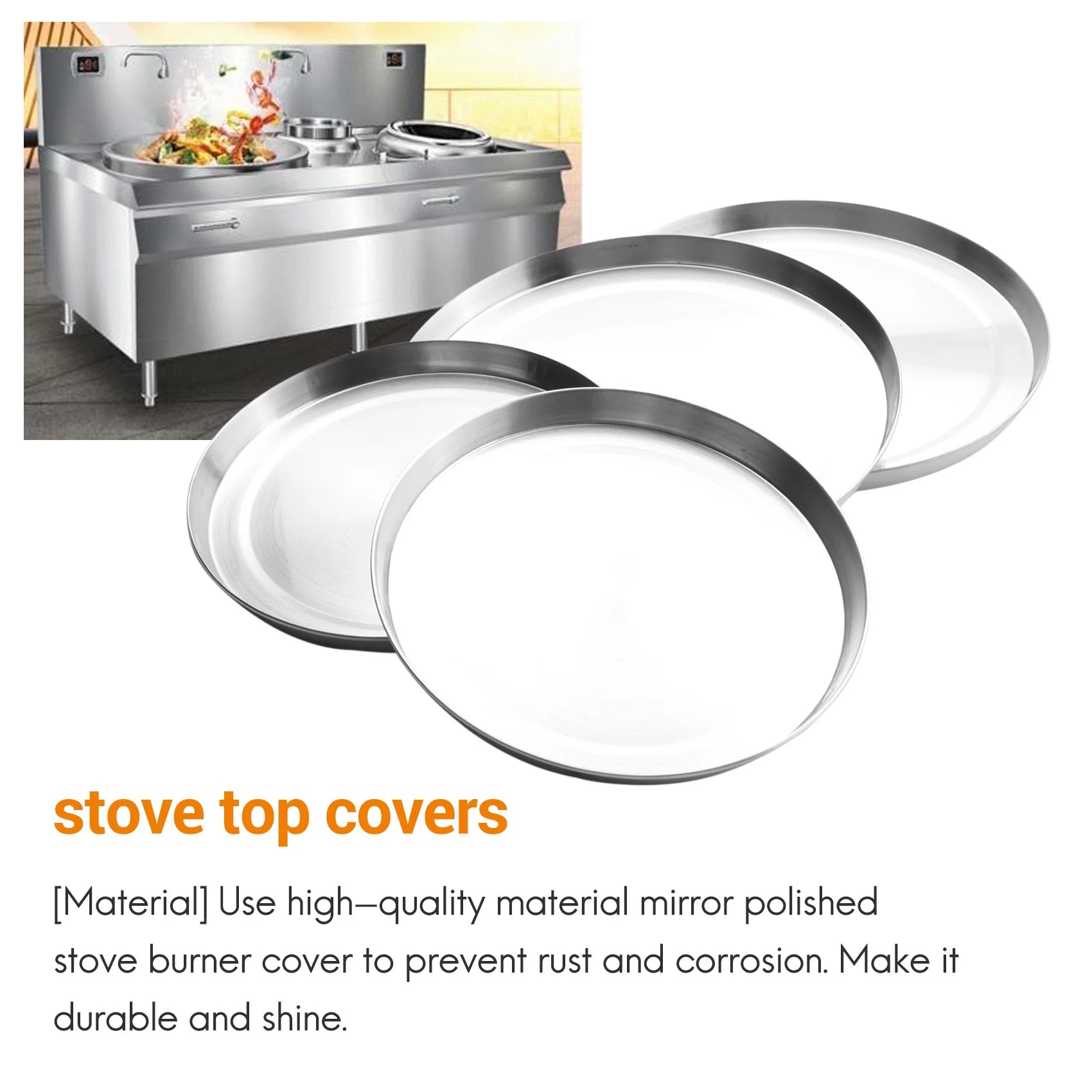 4Pcs Stainless Steel Hob Covers Stove Plate Top Cooker Protector Kit Set Utensils 17/21CM Kitchen Accessories – Durable Stainless Steel Construction with Functional, Easy-Use Details