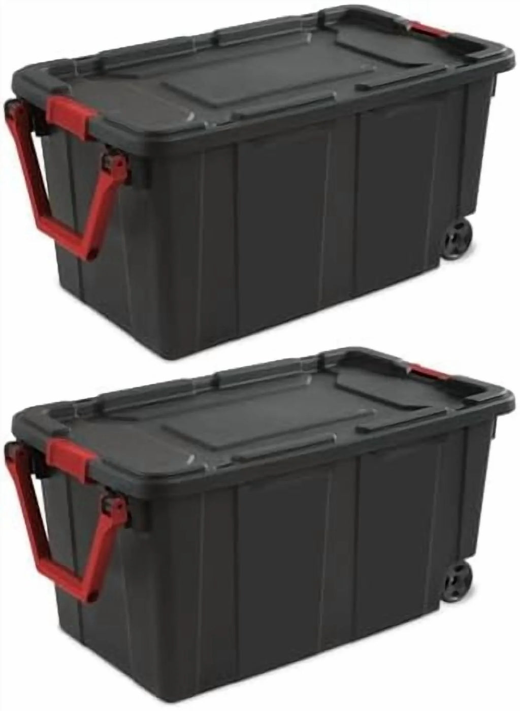 Black 40 Gallon Wheeled Plastic Storage Container with Handle 2 Pack$$Office – Convenient Carry Handles with Functional, Easy-Use Details