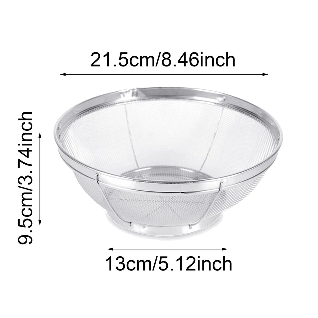 Stainless Steel Rice Washing Bowl Fine Mesh Strainer Large Colander for Fruits and Vegetables – Durable Stainless Steel Construction with Functional, Easy-Use Details