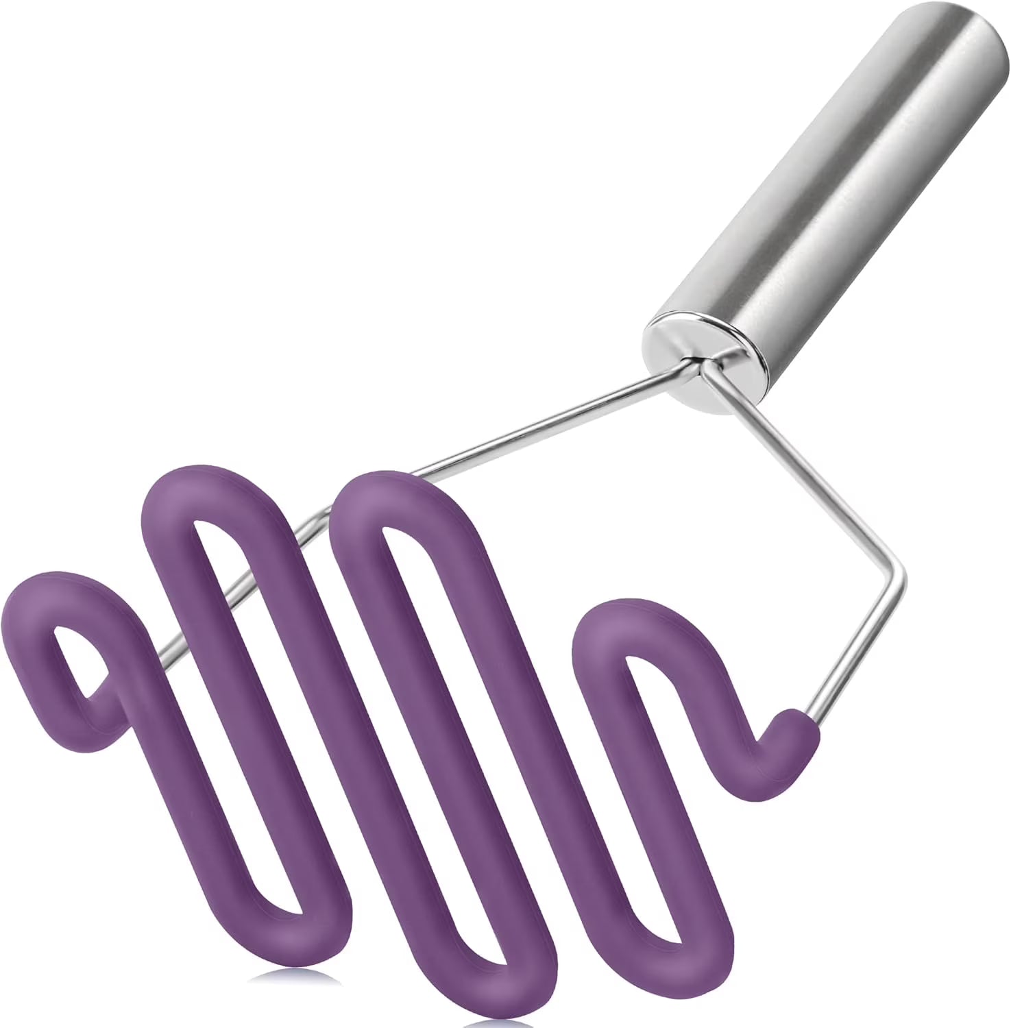 Scratch-resistant silicone potato mash maker kitchen tool stainless steel outer layer wrapped with durable silicone. – Durable Stainless Steel Construction with Functional, Easy-Use Details