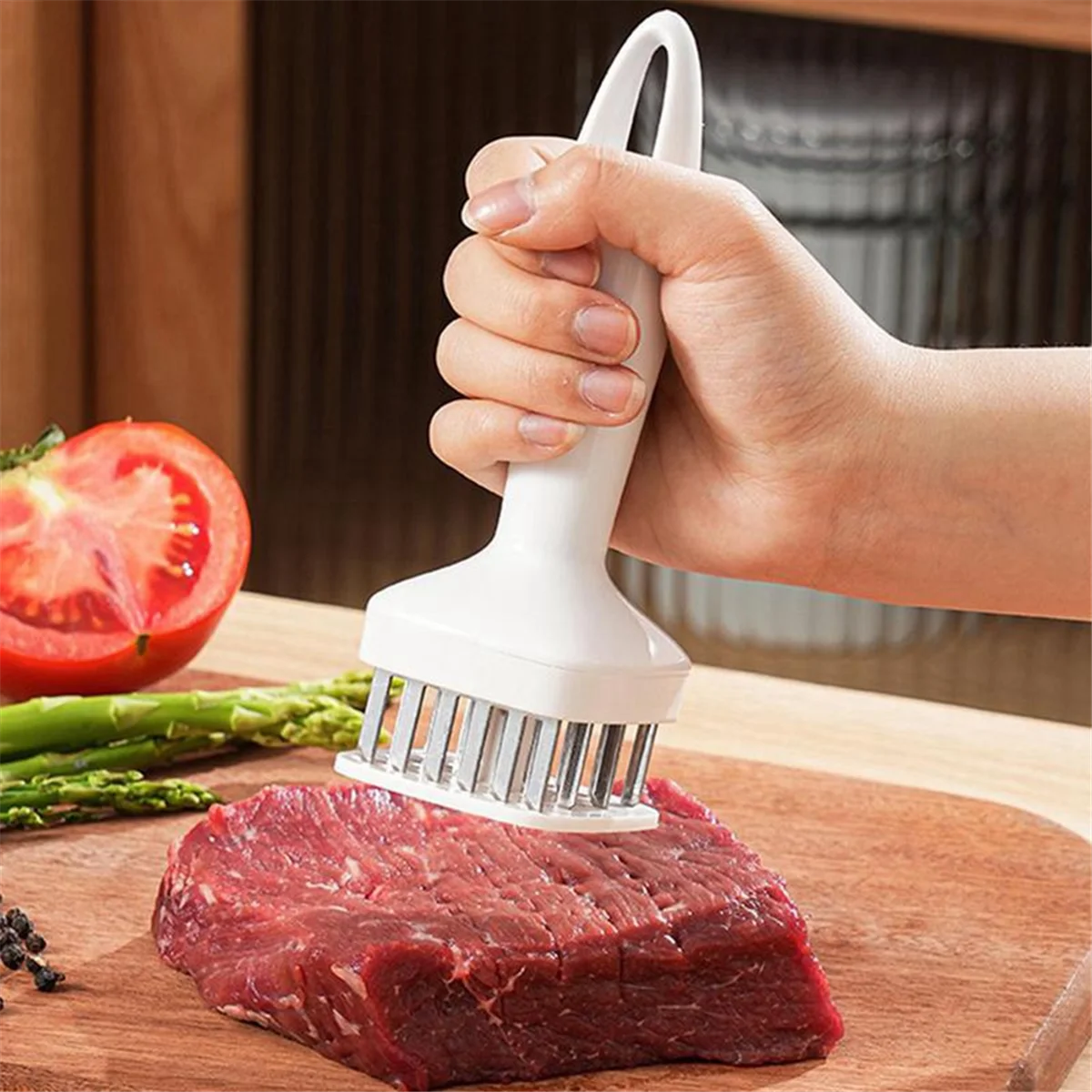 Meat Tenderizer Needle Stainless Steel Prongs Food Grade 5.5x5.5x17cm White – Durable Stainless Steel Construction with Functional, Easy-Use Details