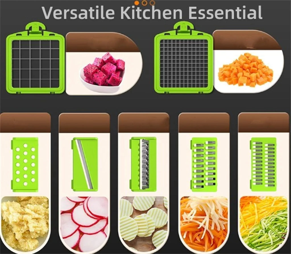 14Pcs Multi-Functional Vegetable Cutter & Slicer Trendgolden Food Chopper Stainless Steel Blades Kitchen Gadgets & Accessories (Pink) – Durable Stainless Steel Construction with Functional, Easy-Use Details