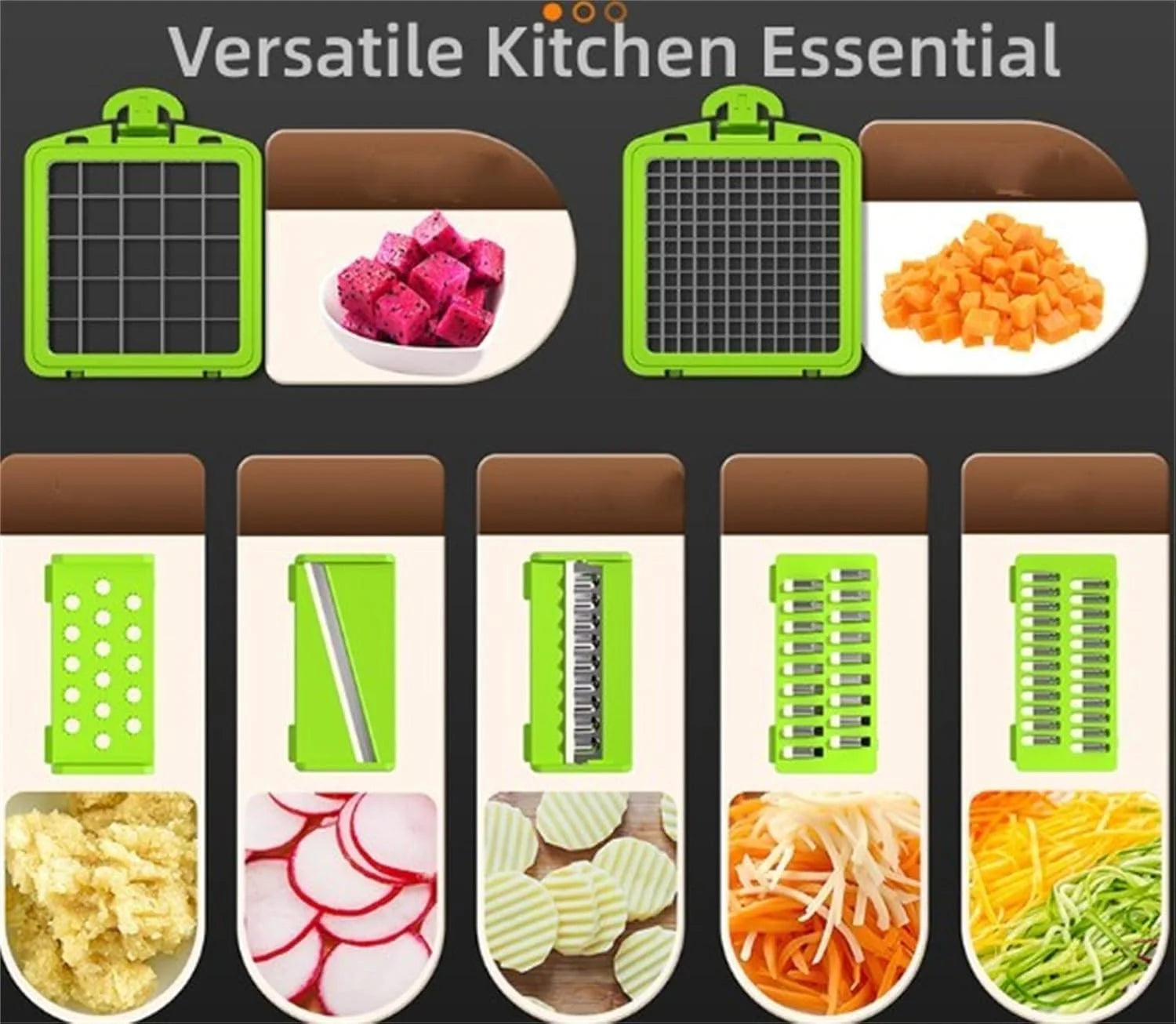14Pcs Multi-Functional Vegetable Cutter & Slicer Trendgolden Food Chopper Stainless Steel Blades Kitchen Gadgets & Accessories (Pink) – Durable Stainless Steel Construction with Functional, Easy-Use Details