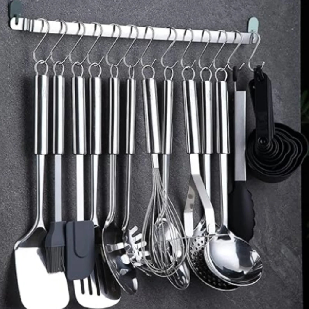 Kitchen Utensils Set 38 Pieces Stainless Steel Cooking Utensils Set Kitchen Gadgets Cookware Kitchen Tool Set with Utensil Holder Rack And Hooks For Hanging Dishwasher Suitable – Space-Saving Hanging Design with Functional, Easy-Use Details