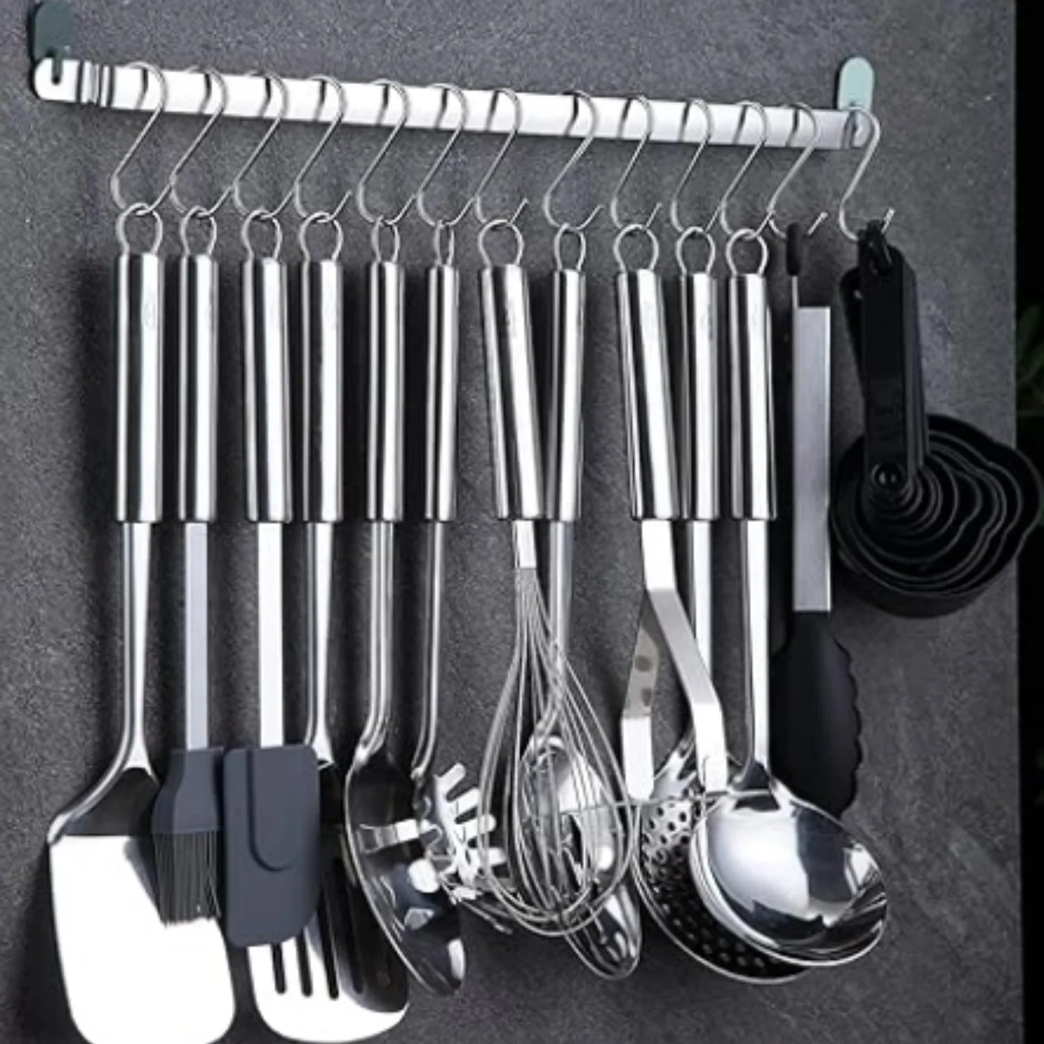 Kitchen Utensils Set 38 Pieces Stainless Steel Cooking Utensils Set Kitchen Gadgets Cookware Kitchen Tool Set with Utensil Holder Rack And Hooks For Hanging Dishwasher Suitable – Space-Saving Hanging Design with Functional, Easy-Use Details