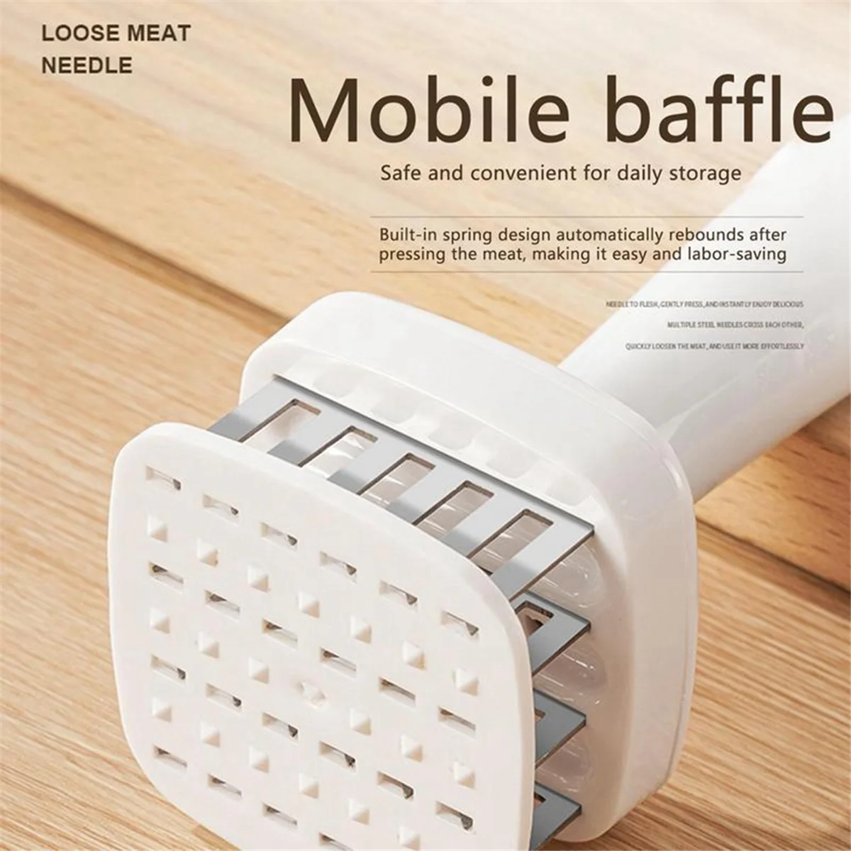 Meat Tenderizer Needle Stainless Steel Prongs Food Grade 5.5x5.5x17cm White – Durable Stainless Steel Construction with Functional, Easy-Use Details
