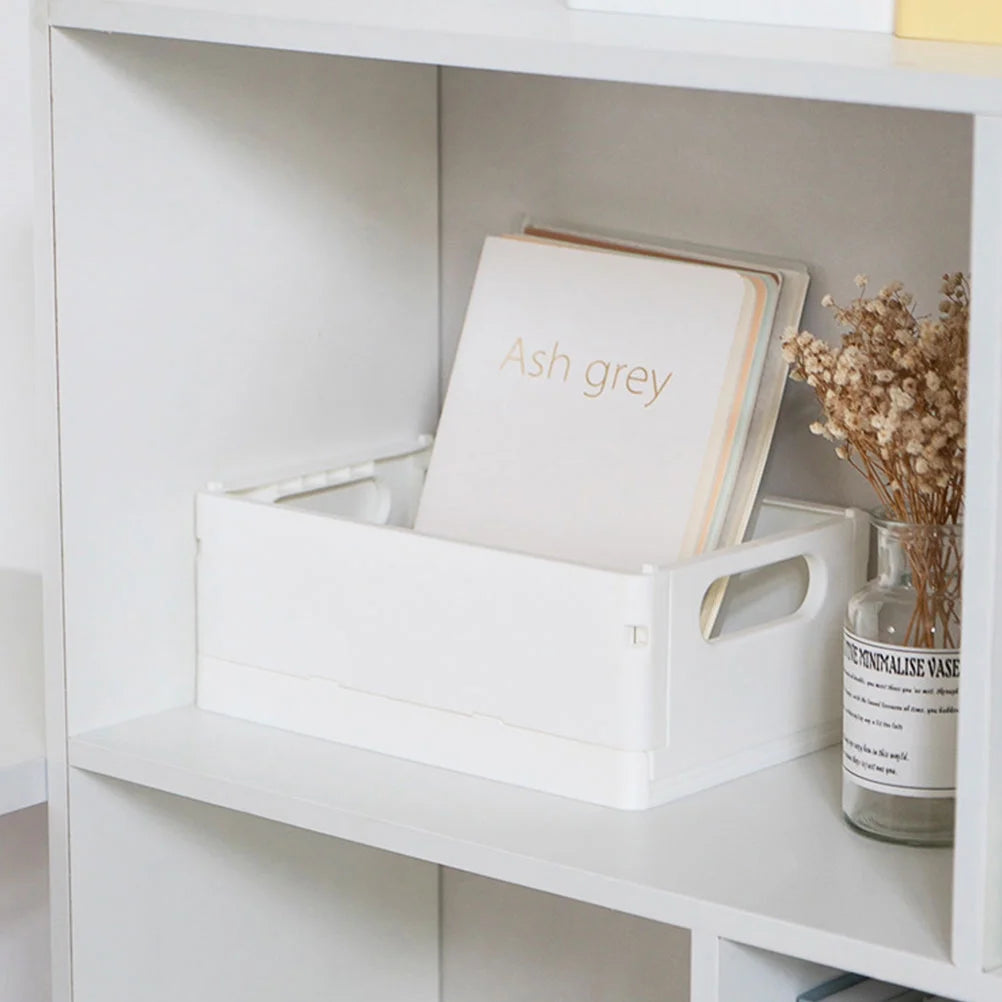 2pcs Household Storage Box Storage Organizer Box Foldable Box Plastic Desktop Makeup Storage Case – Foldable Space-Saving Design with Functional, Easy-Use Details