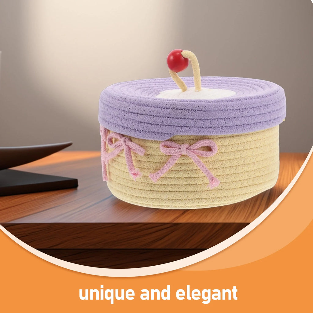 Woven Cotton Rope Basket With Lid Jewelry Storage Box Cute Basket Cotton Rope Basket Storage Woven Basket Woven Rope Basket Bathroom Basket Organizer – Secure Lid Design with Functional, Easy-Use Details