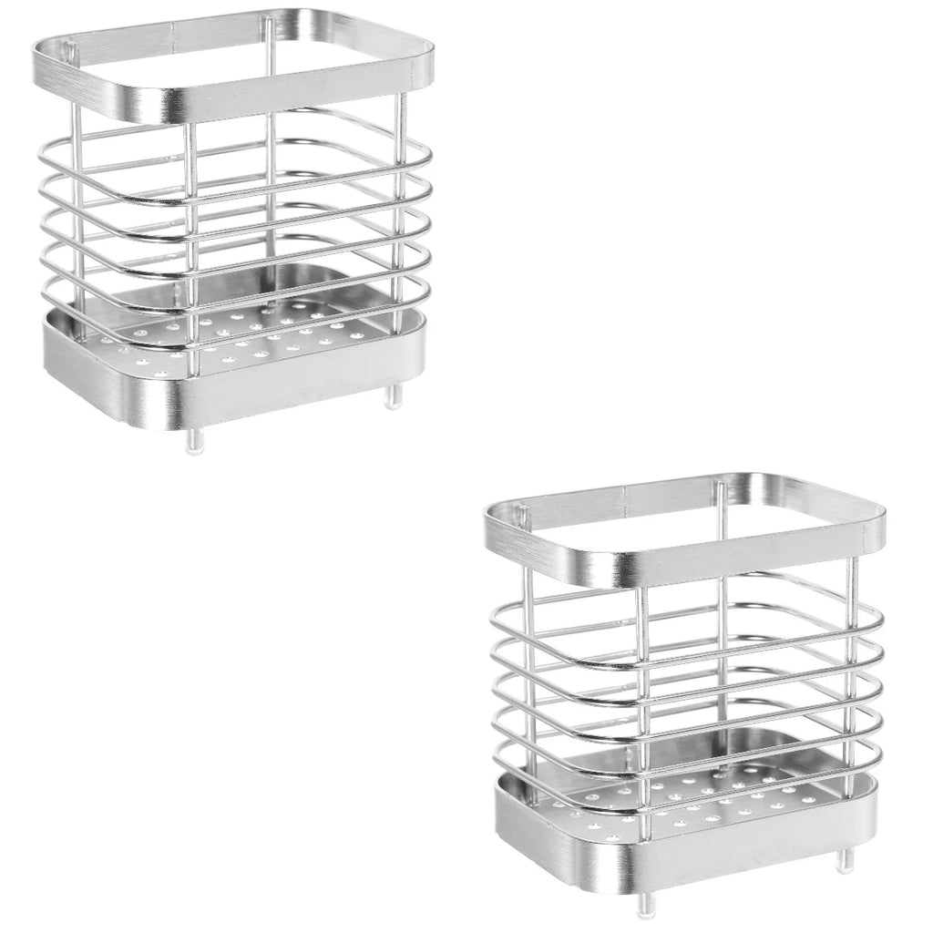 unbranded 2pcs Stainless Steel Cutlery Holder Kitchen Worktop Spoon Stand Space-saving Kitchen Utensil Holder – Durable Stainless Steel Construction with Functional, Easy-Use Details