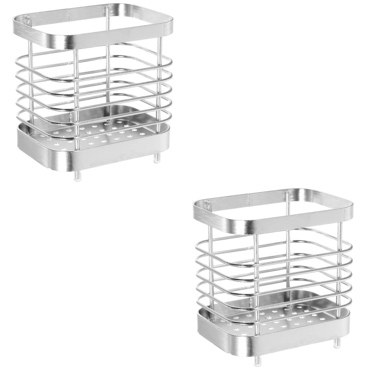 unbranded 2pcs Stainless Steel Cutlery Holder Kitchen Worktop Spoon Stand Space-saving Kitchen Utensil Holder – Durable Stainless Steel Construction with Functional, Easy-Use Details