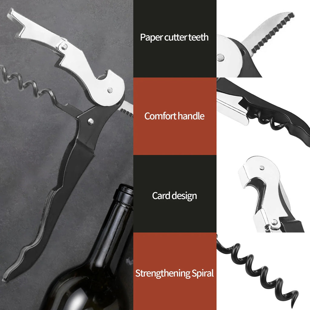 Hiroekza Opener Waiters Key For Servers Bartender With Foil Cutter Jar Opener Manual Bottle Opener Double Hinged Bottle Opener Kitchen Gadgets Clearance – Convenient Drink Preparation with Functional, Easy-Use Details