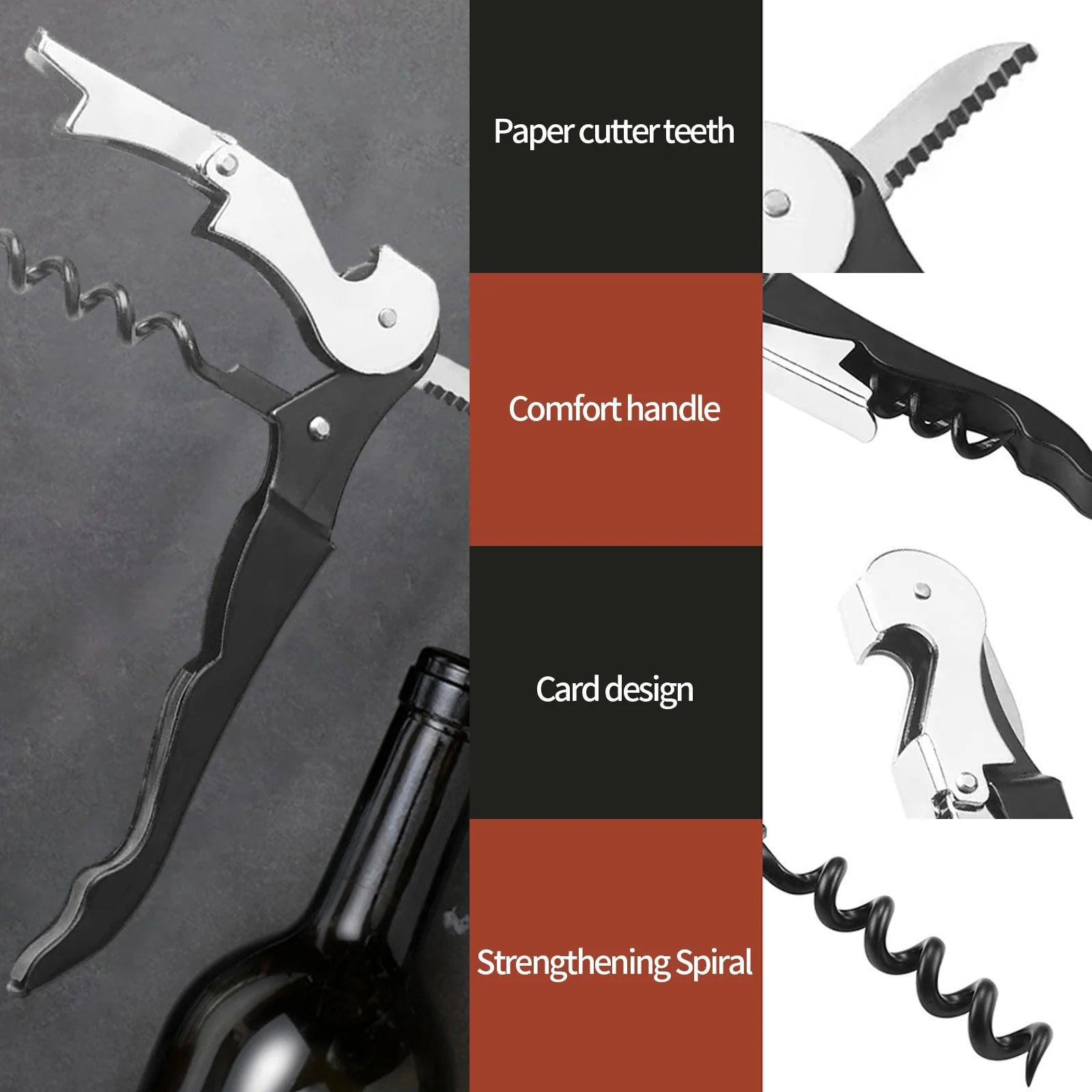 Hiroekza Opener Waiters Key For Servers Bartender With Foil Cutter Jar Opener Manual Bottle Opener Double Hinged Bottle Opener Kitchen Gadgets Clearance – Convenient Drink Preparation with Functional, Easy-Use Details