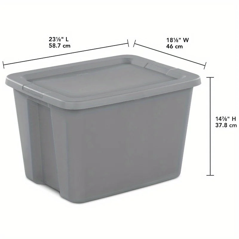 2-Pack 18 Gallon Heavy-Duty Plastic Storage Bins with Snap-On Lids - Durable Stackable Gray Organizers for Home Garage Pantry & Office - Space-Saving Rectangular Design with Reinforced Handles – Stackable Organization with Functional, Easy-Use Details