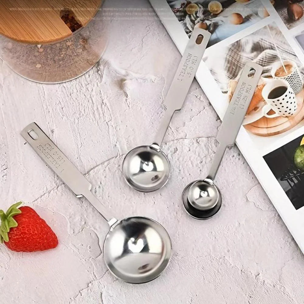 Stainless Steel Measuring Spoons and Measuring Cups Kitchen Tools for Drying and Liquid Ingredients Cooking and Baking Categories Measuring Spoons Measuring Cups Scale Bowls – Durable Stainless Steel Construction with Functional, Easy-Use Details