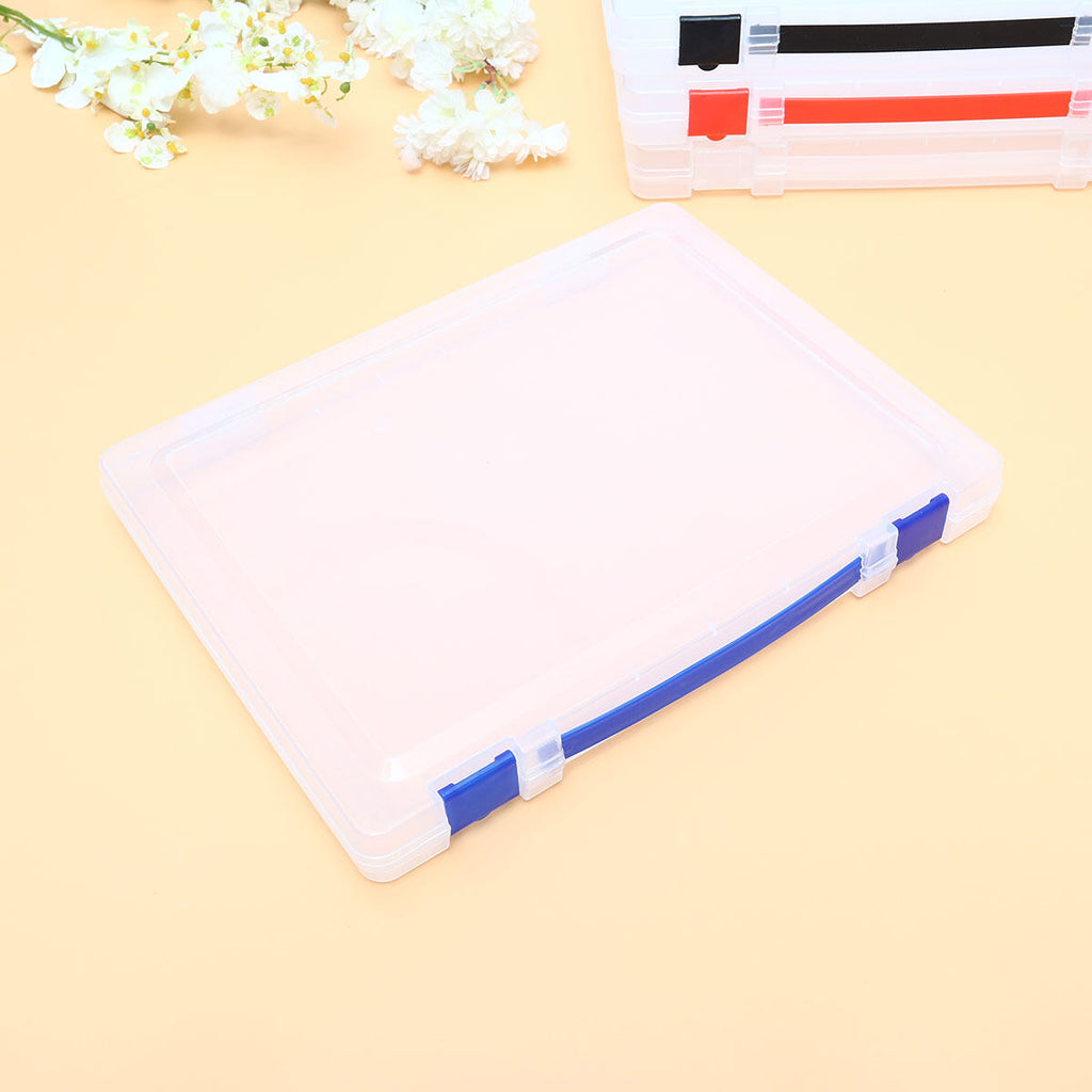 Transparent Storage Box Clear Plastic Document Paper Filling File Case Portable Ducoment Storage Holder with Blue Buckle – Everyday Household Format with Functional, Easy-Use Details