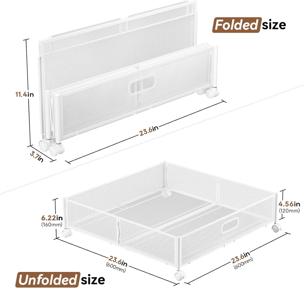 Under Bed Storage Containers with Wheels - Shoe Storage Organizer Drawer Tool-free Assembly Metal Underbed Storage Containers for Bedroom Clothes Shoes Blankets - 2Pack – Everyday Household Format with Functional, Easy-Use Details