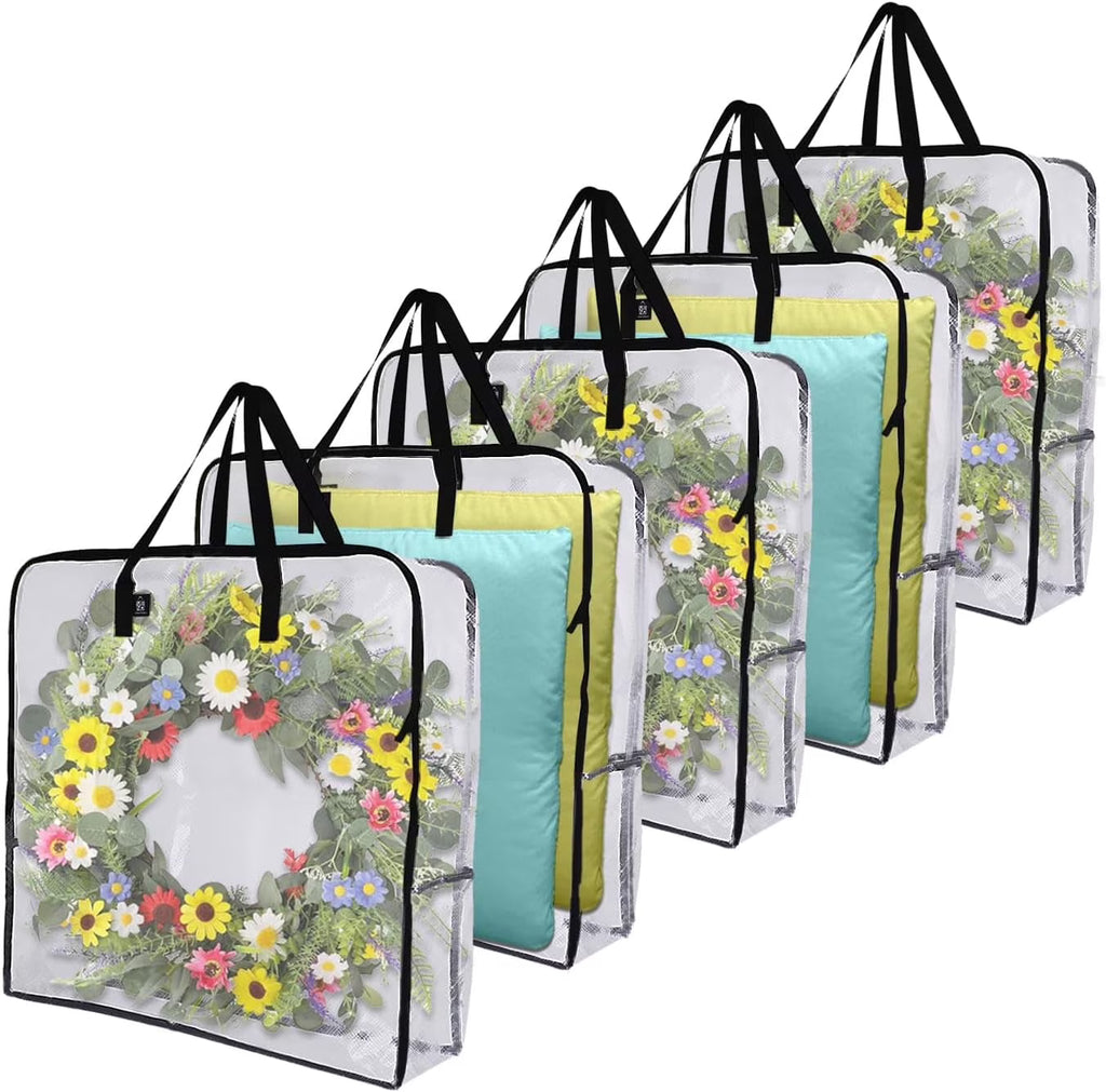 4 Pack Wreath Storage Bag Summer Christmas Decoration Garland Container 30 Inch Clear Door Wreath Organizers Moving Boxes Packing Supplies for College – Clear-View Organization with Functional, Easy-Use Details