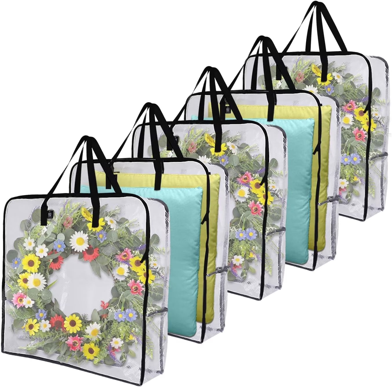 4 Pack Wreath Storage Bag Summer Christmas Decoration Garland Container 30 Inch Clear Door Wreath Organizers Moving Boxes Packing Supplies for College – Clear-View Organization with Functional, Easy-Use Details