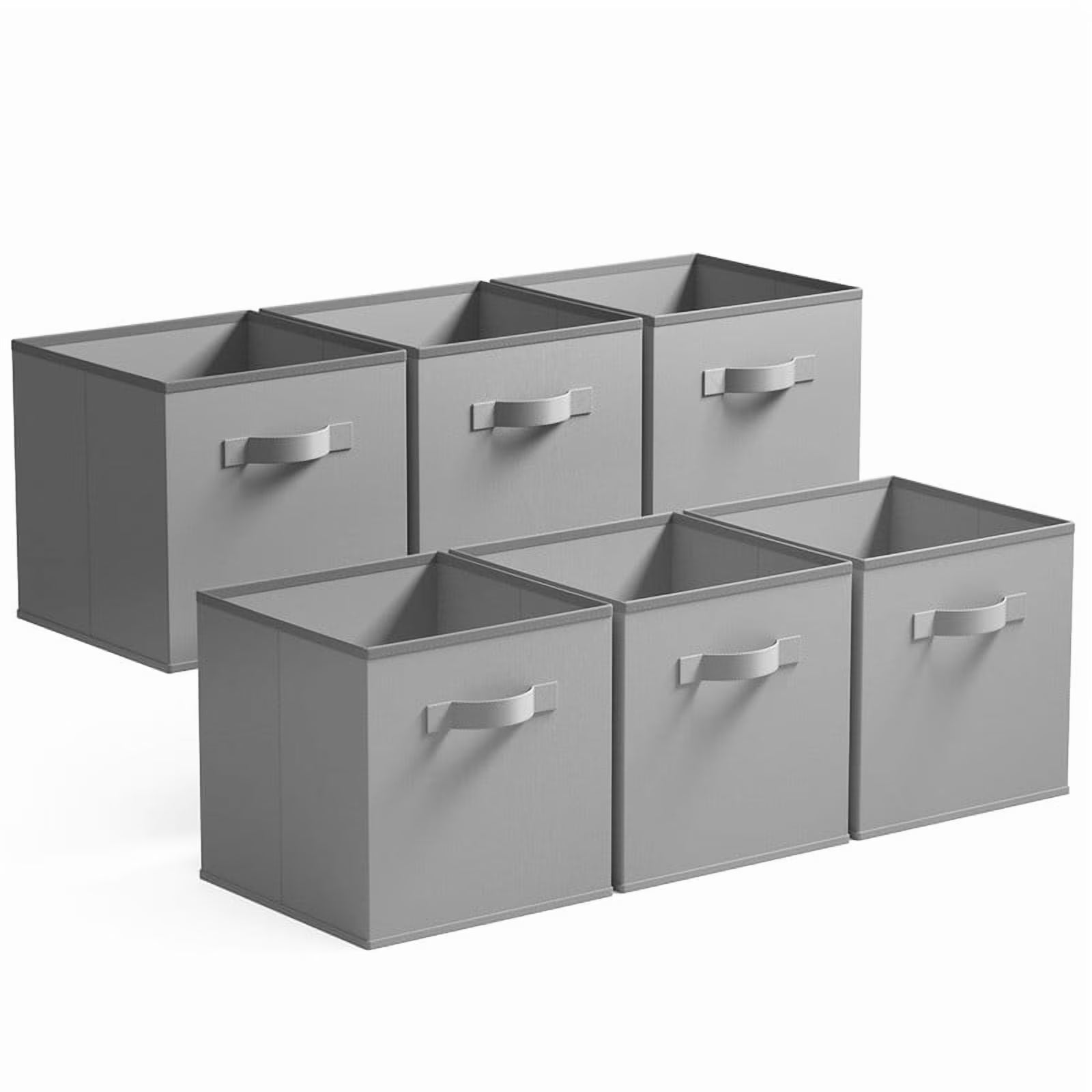 11 Inch Foldable Fabric Baskets for Organizing,6 Pack Grey Cloth Storage Bins with Handle for Home Bedroom – Everyday Household Format with Functional, Easy-Use Details