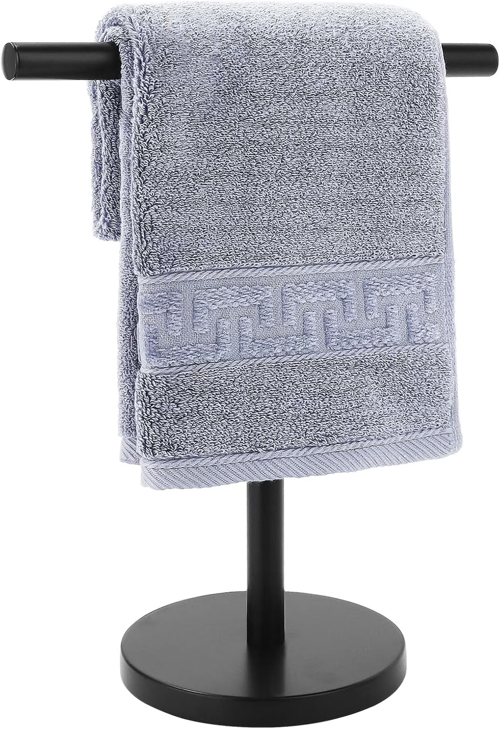 T-Shape Bath Hand Towel Holder Stand Stainless Steel Free Standing Hand Towel Rack with Heavy Base for Bathroom Kitchen & Countertop Matte Black – Durable Stainless Steel Construction with Functional, Easy-Use Details