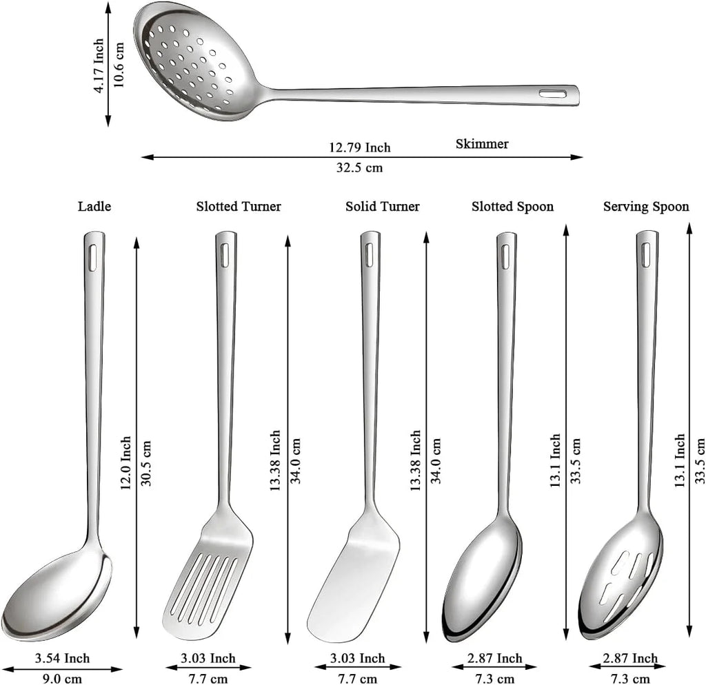 Gold Kitchen Utensils Set 6pcs Titanium Plating Stainless Steel Cooking Utensils Set Heavy Duty Kitchen Tools Spatulas Set Home Essentials Kitchen Gadgets Accessories – Durable Stainless Steel Construction with Functional, Easy-Use Details