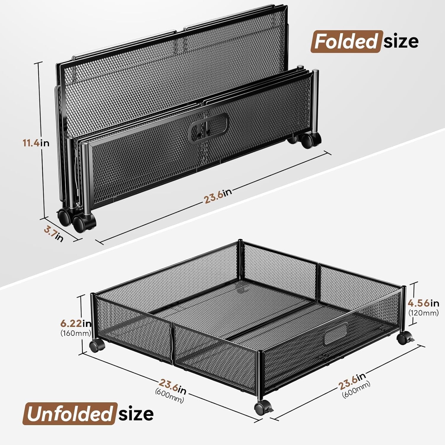 Under Bed Storage Containers with Wheels - Shoe Storage Organizer Drawer Tool-free Assembly Metal Underbed Storage for Bedroom Clothes Shoes Blankets - 2Pack – Multiroom Organization Format with Functional, Easy-Use Details