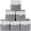 13 x 13 Inch Cube Storage Bins 6 Pack Extra Large Collapsible Fabric Storage Bin with Ropes Foldable Storage Cubes for Home (White & Beige-13"x13"x13") – Foldable Space-Saving Design with Functional, Easy-Use Details