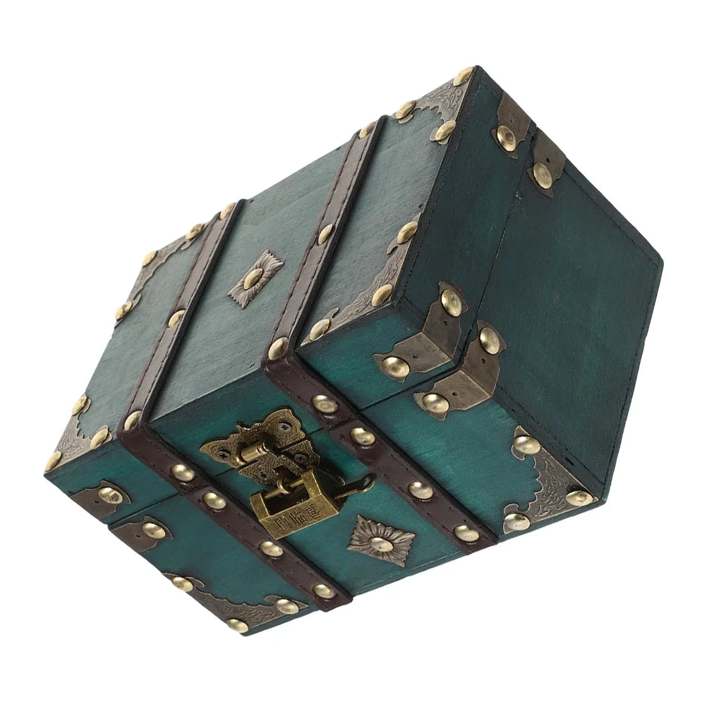Wooden Storage Box Keepsake Stash Photo Treasure Chest Crate Dark Green – Natural-Look Construction with Functional, Easy-Use Details