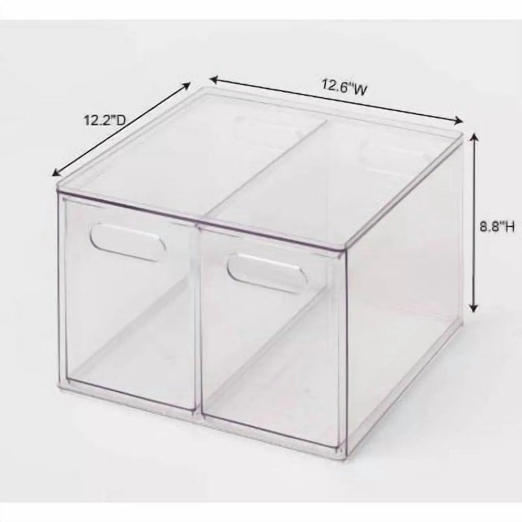 All Purpose 2 Drawer Storage ClearAcrylic Utility Bins,1352 Volume,H 12.6D 12.2 – Practical Home Organization with Functional, Easy-Use Details