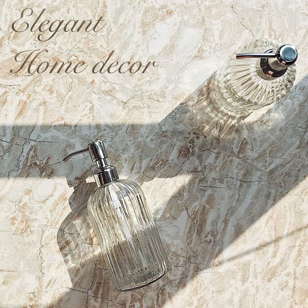 18 Oz Clear Glass Soap Dispenser with Rust-resistant Stainless Steel Pump Refillable Liquid Hand soap Dispenser for Bathroom Well-crafted Kitchen Soap Dispenser – Clear-View Organization with Functional, Easy-Use Details