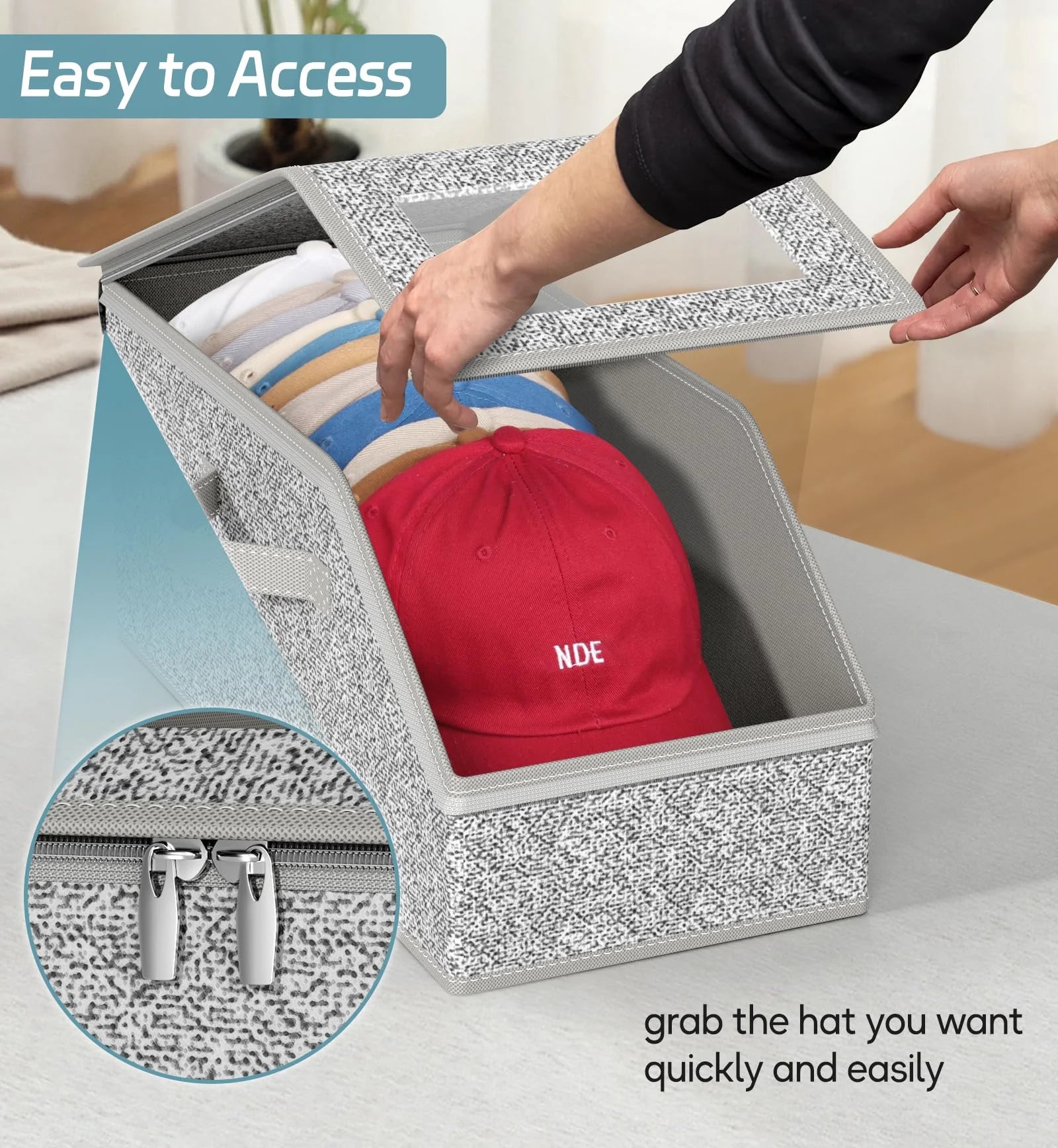2 Pcs Stackable Hat Storage for Baseball Caps Holds up to 24 Caps Hat Organizer for Closet Sturdy Snapback Boxes for Men with Cardboard Grey – Stackable Organization with Functional, Easy-Use Details