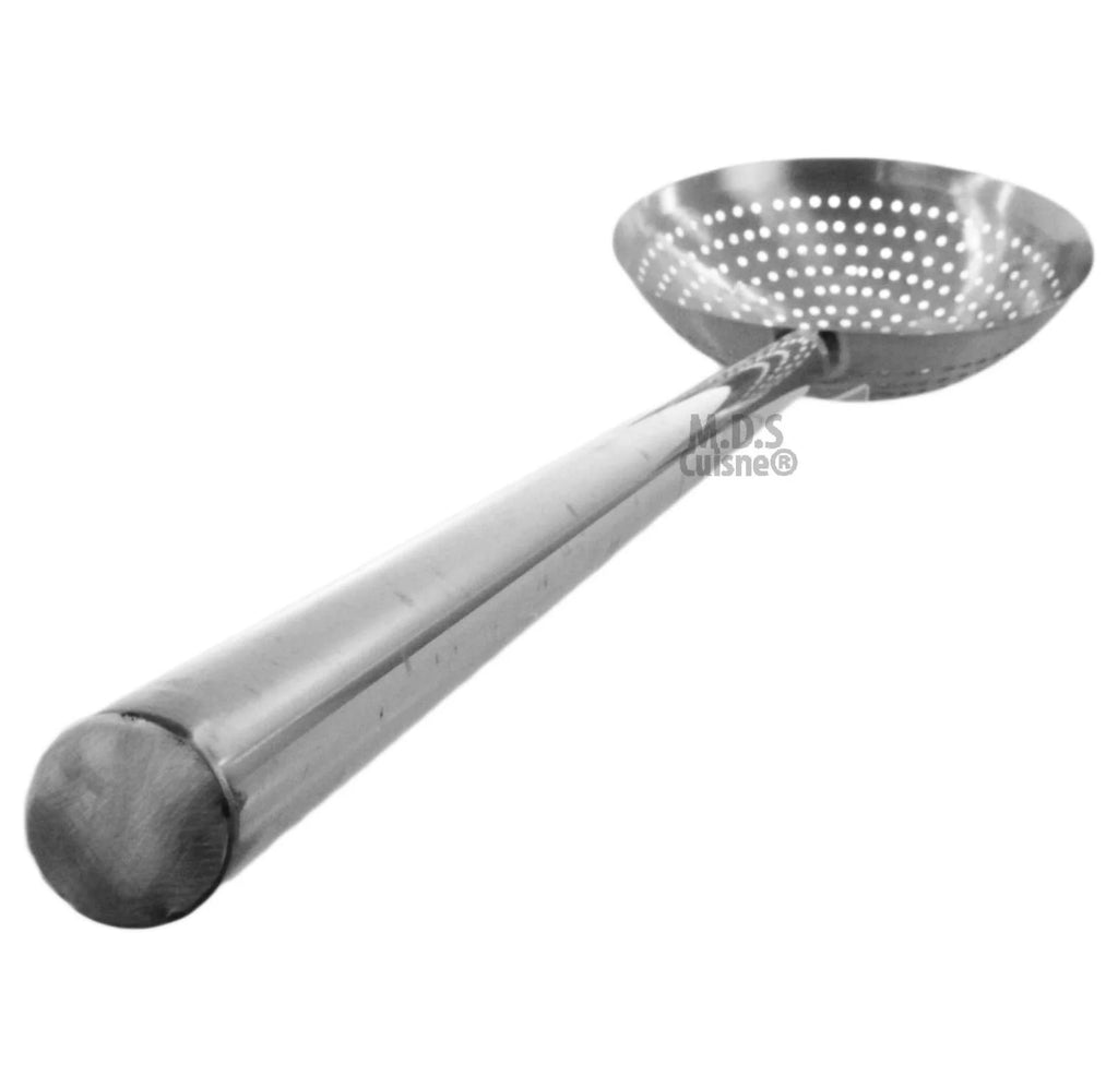 Stir Fry Skimmer Strainer 25" Stainless Steel Spider Ladle for Deep Frying Carnitas Chicken Shrimp - Long Handle Kitchen Tool – Convenient Carry Handles with Functional, Easy-Use Details