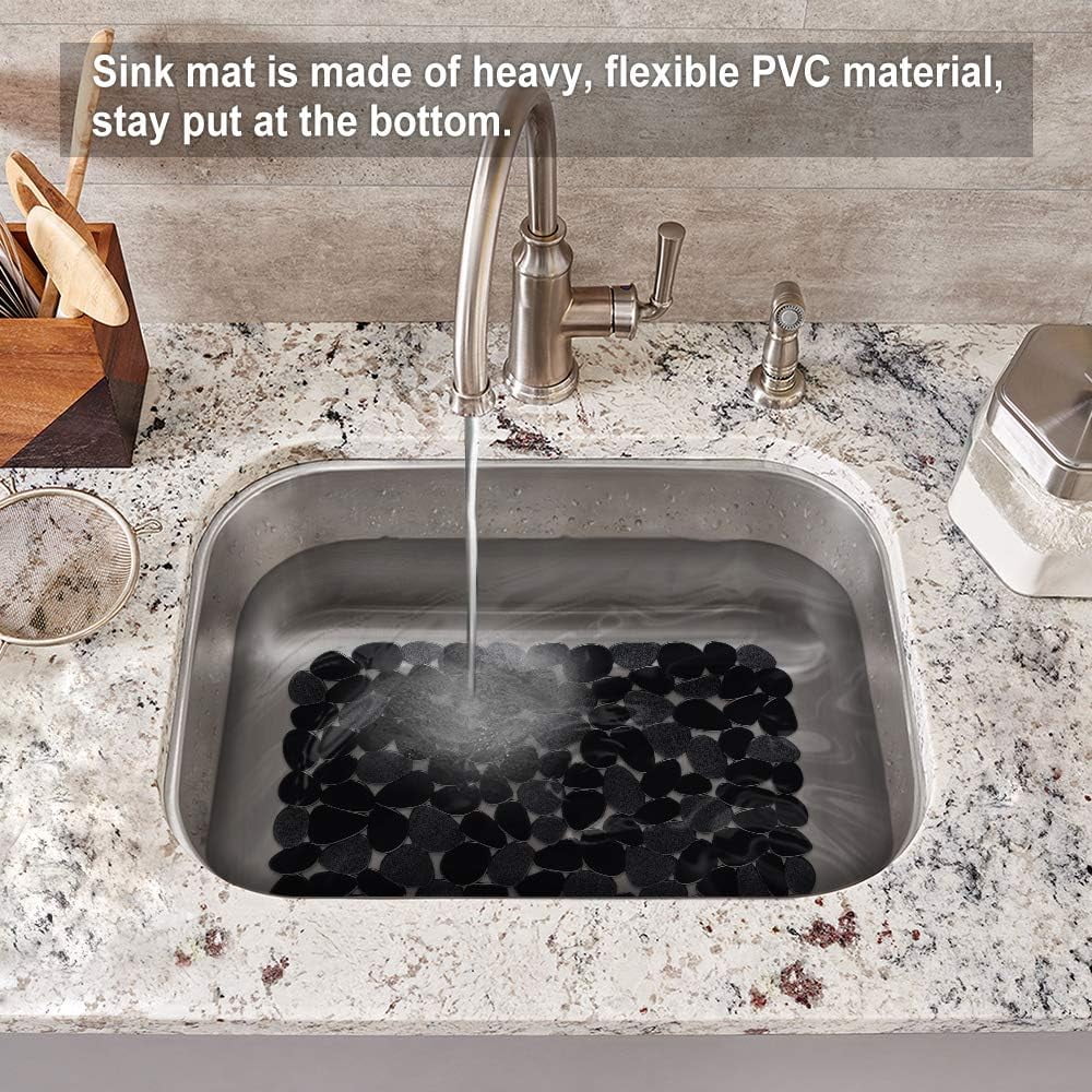 Bligli Pebble Sink Mat 2-Pack - PVC Kitchen Protector for Stainless Steel/Ceramic Dish Drying Mat for Dishes 15.7" x 11.8" Black – Durable Stainless Steel Construction with Functional, Easy-Use Details