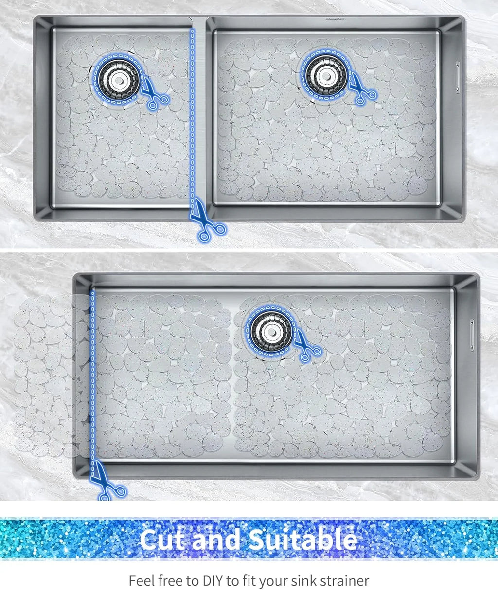 Bligli Pebble Sink Mat 2-Pack - PVC Kitchen Protector for Stainless Steel/Ceramic Dish Drying Mat for Dishes 15.7" x 11.8" Bling Clear – Clear-View Organization with Functional, Easy-Use Details