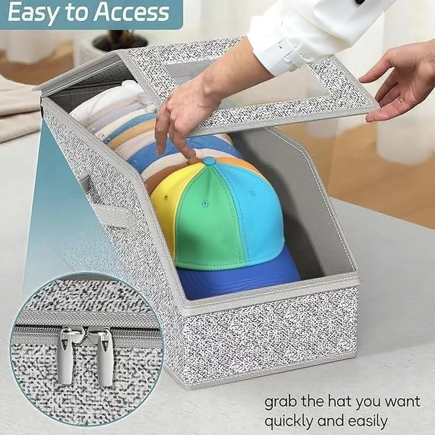 4 PCS Stackable Hat Storage for Baseball Caps Hat Storage Boxes for Closet Holds up to 12 Caps with Cardboard Hat Organizer for Women & Men (Grey) – Stackable Organization with Functional, Easy-Use Details