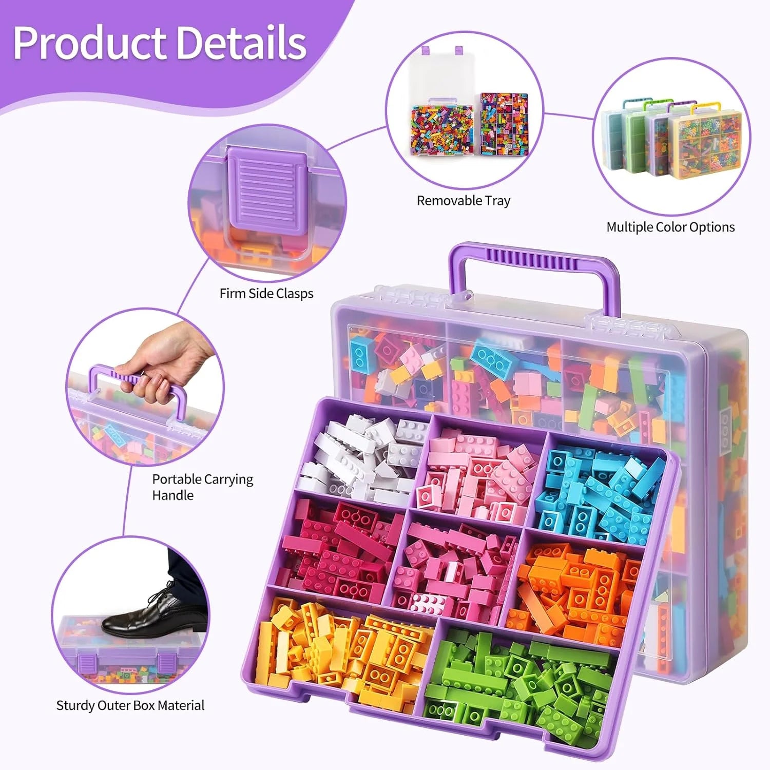 Douorgan Toy Storage Organizer for Lego Stackable Organizer Bins Portable Organizer Containers Storage Box Plastic Case for Bead Bracelet Making DIY Jewelry Nail Charms (Blue) – Stackable Organization with Functional, Easy-Use Details