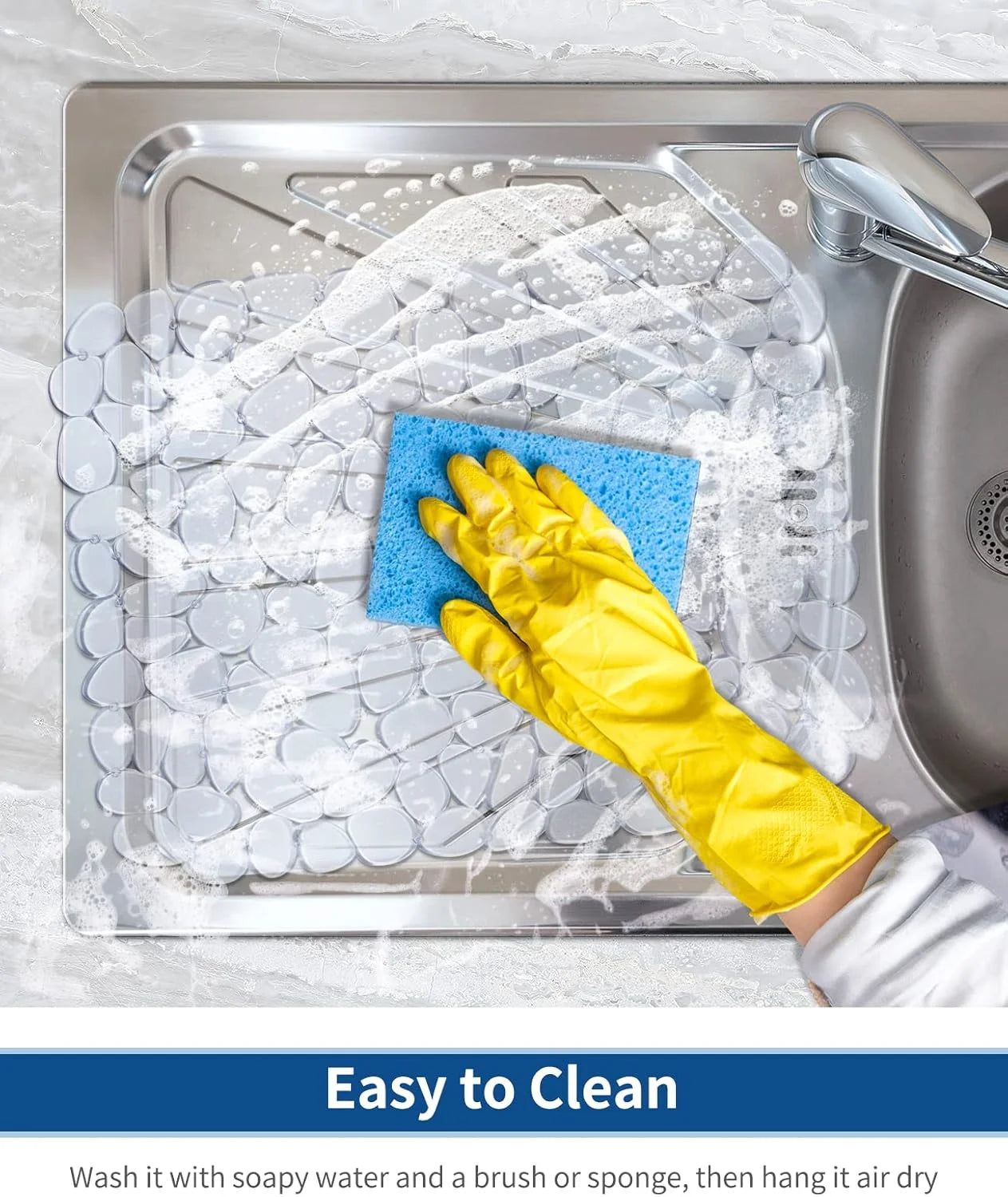 Bligli Pebble Sink Mat 2-Pack - PVC Kitchen Protector for Stainless Steel/Ceramic Dish Drying Mat for Dishes 15.7" x 11.8" Clear – Clear-View Organization with Functional, Easy-Use Details