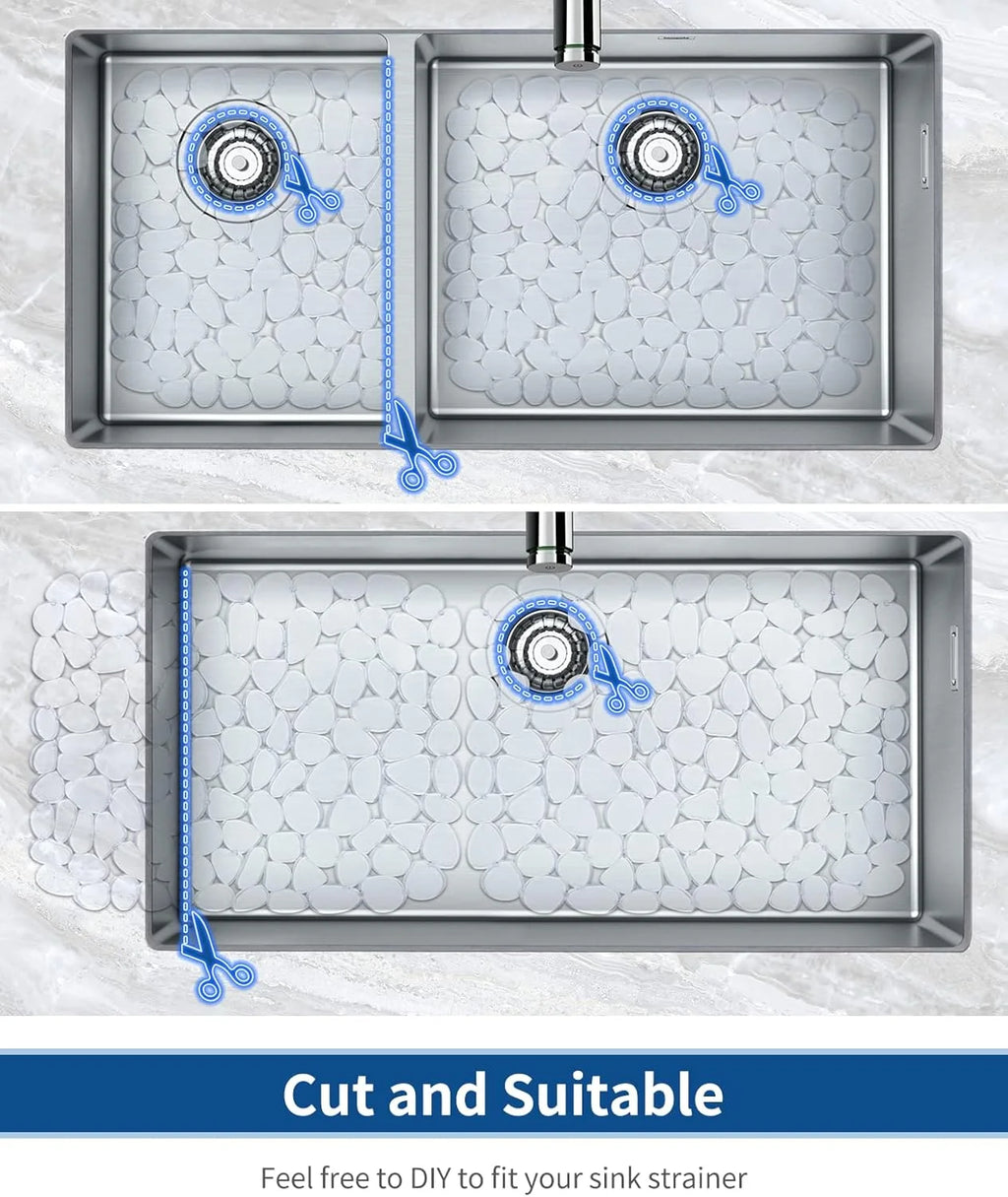 Bligli Pebble Sink Mat 2-Pack - PVC Kitchen Protector for Stainless Steel/Ceramic Dish Drying Mat for Dishes 15.7" x 11.8" Clear – Clear-View Organization with Functional, Easy-Use Details