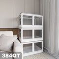 384QT 3-Pack Transparent Stackable Storage Bins with 5 Doors to Open with Wheels Folding Plastic Craft Containers Large Closet Organizers Box for Bedrooms Living Rooms Study Kids' Toys White – Stackable Organization with Functional, Easy-Use Details