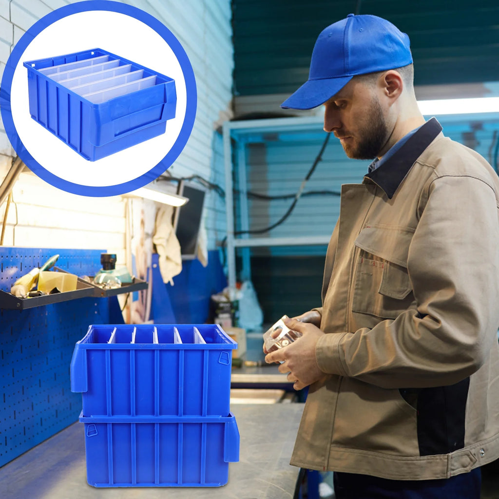 Parts Box Screw Partitions Design Blue Storage Container – Compartmented Organization with Functional, Easy-Use Details