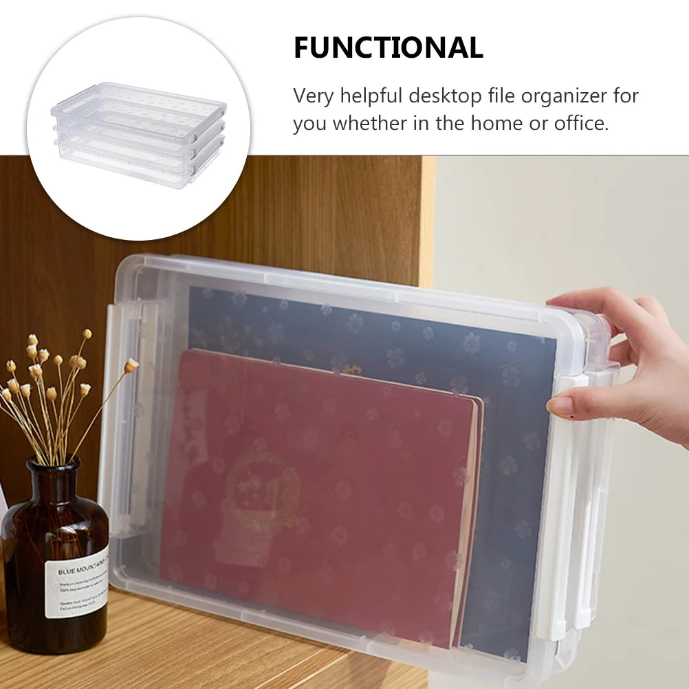 2pcs Multilayers Transparent Storage Box Clear Plastic Document Paper Filling Case – Clear-View Organization with Functional, Easy-Use Details