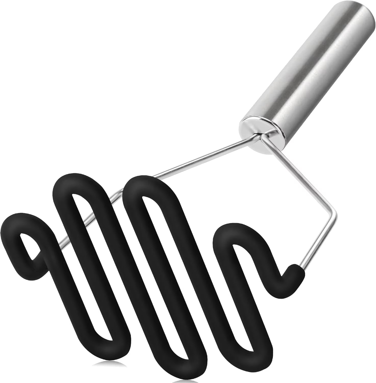 Non-Scratch Silicone Potato Masher Kitchen Tool Potatoes Masher Potato Masher Stainless Steel Wrapped In Well-crafted Silicone Potato Smasher Black – Durable Stainless Steel Construction with Functional, Easy-Use Details