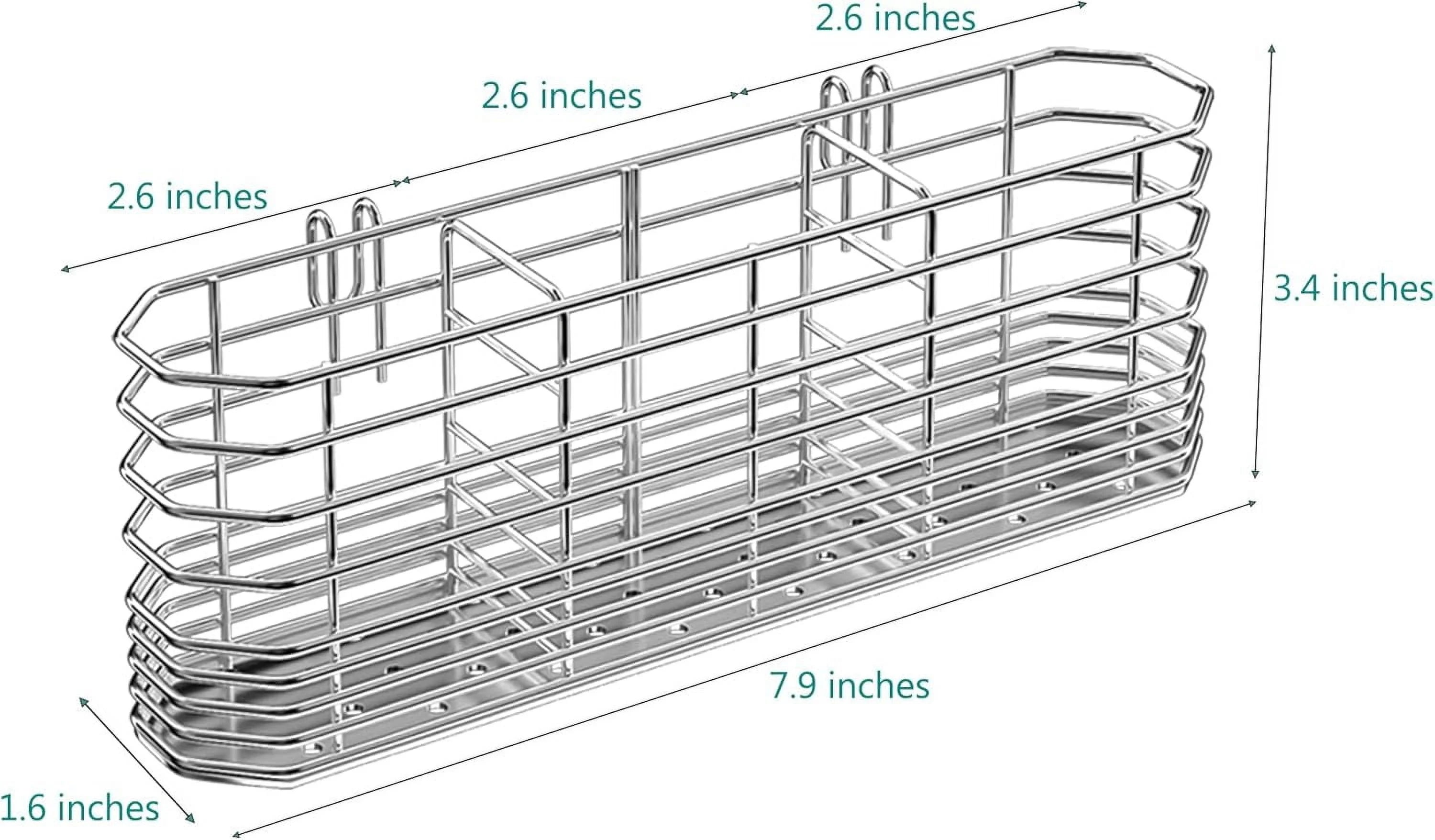 304 Stainless Steel Utensil Holder Dish Drying Rack kitchen Utensil Organizer Knife and Fork Drainage Rack Kitchen Drainage Basket Accessories With Hooks Rust-resistant Color-Silver – Durable Stainless Steel Construction with Functional, Easy-Use Details