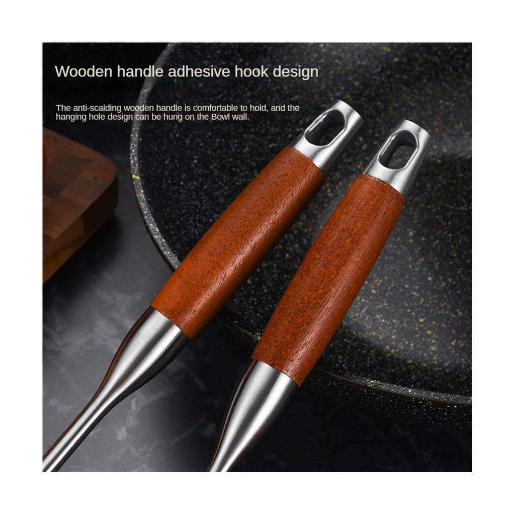 Stainless Steel for Carbon Steel Stainless Steel Wok Metal Wok Tools Set Wooden Handle Soup Ladle – Convenient Carry Handles with Functional, Easy-Use Details
