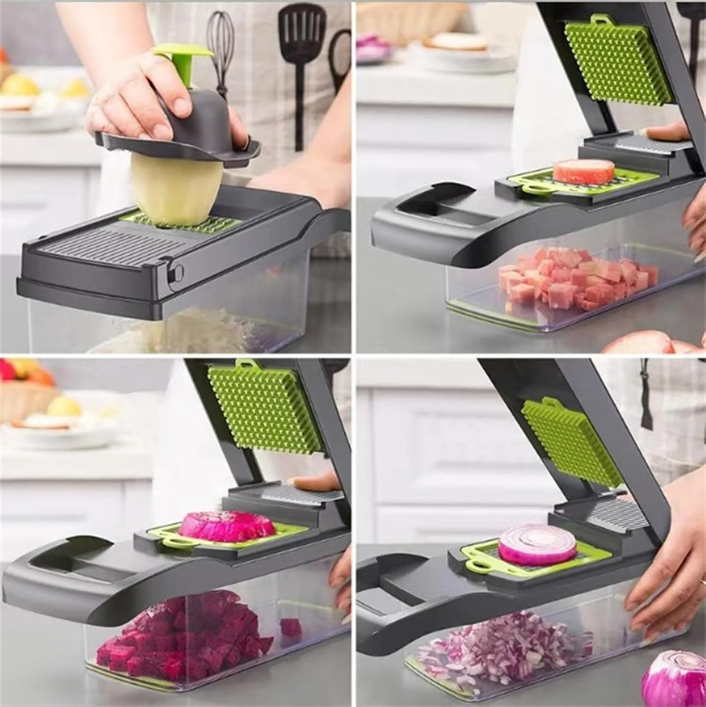 14Pcs Multi-Functional Vegetable Cutter & Slicer Trendgolden Food Chopper Stainless Steel Blades Kitchen Gadgets & Accessories (Pink) – Durable Stainless Steel Construction with Functional, Easy-Use Details