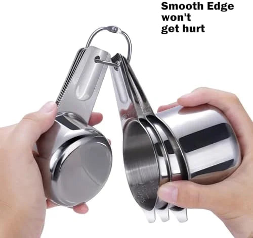 Measuring Cups 7PCS Stainless Steel Measuring Cups with a Storage Bag for Cooking & Baking Dishwasher Suitable – Durable Stainless Steel Construction with Functional, Easy-Use Details