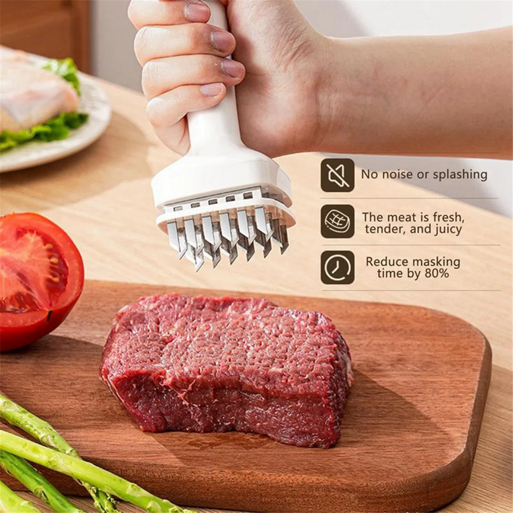 Meat Tenderizer Needle Stainless Steel Prongs Food Grade 5.5x5.5x17cm White – Durable Stainless Steel Construction with Functional, Easy-Use Details