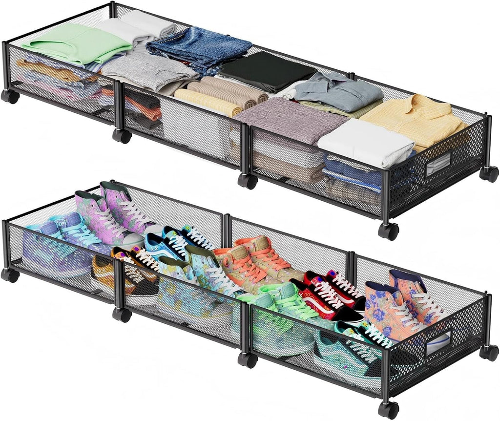 47.2'' Long Under Bed Storage on Wheels 57.6L Large Capacity Rolling Under the Bed Storage Containers Tool-Free Assembly Foldable Underbed Shoes Clothes Toy Drawers – Everyday Household Format with Functional, Easy-Use Details