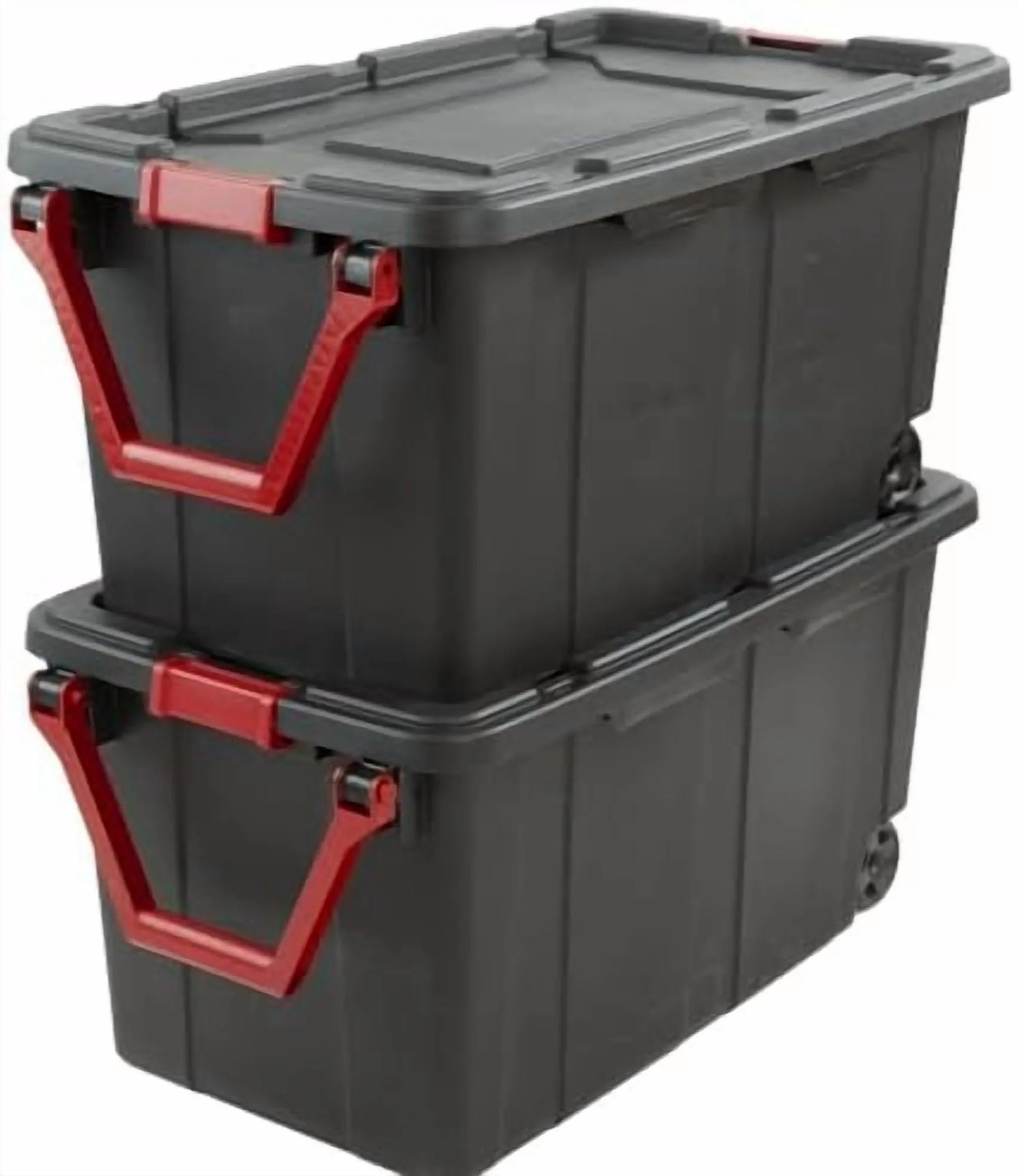 Black 40 Gallon Wheeled Plastic Storage Container with Handle 2 Pack$$Office – Convenient Carry Handles with Functional, Easy-Use Details